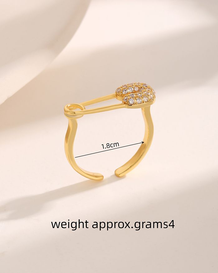 Trombone de Style moderne et Simple, placage de cuivre, incrustation creuse en Zircon, anneaux ouverts plaqués or 18 carats