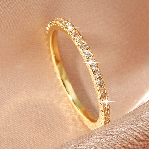 Simple Zircon Micro-inlaid Fine Copper Ring Wholesale jewelry