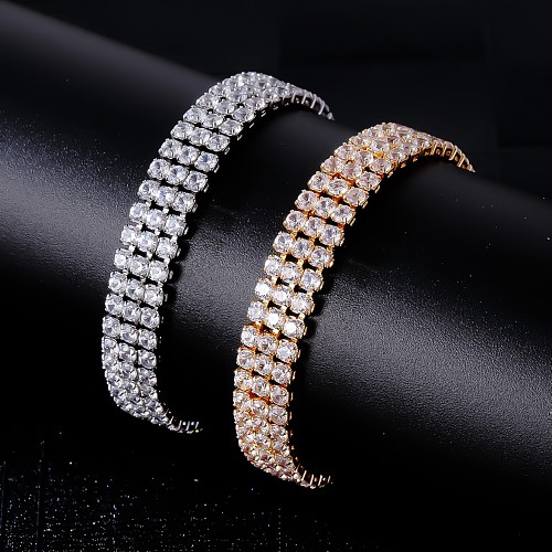 Bracelets plaqués or blanc avec incrustation de placage de cuivre de couleur unie de Style Simple et doux