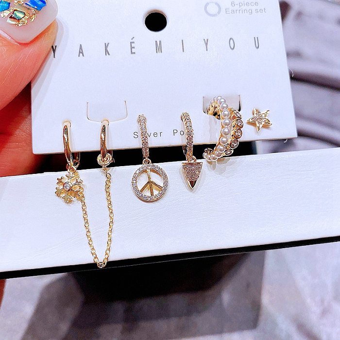 Yakemiyou Lady Geometric Metal Inlaid Zircon Zircon Earrings
