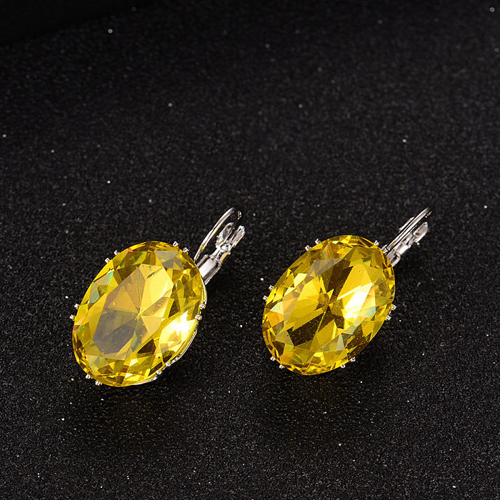 1 Pair Casual Sweet Simple Style Oval Water Droplets Inlay Copper Zircon Ear Studs
