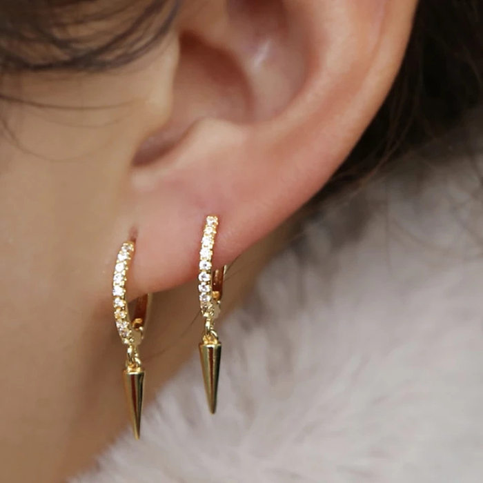 Boucles d'oreilles pendantes en cuivre et Zircon, cercle tendance, 1 paire