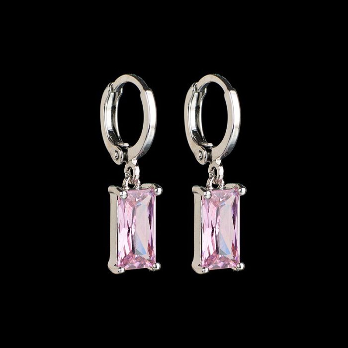1 Pair Classic Style Square Plating Inlay Copper Zircon Gold Plated Earrings