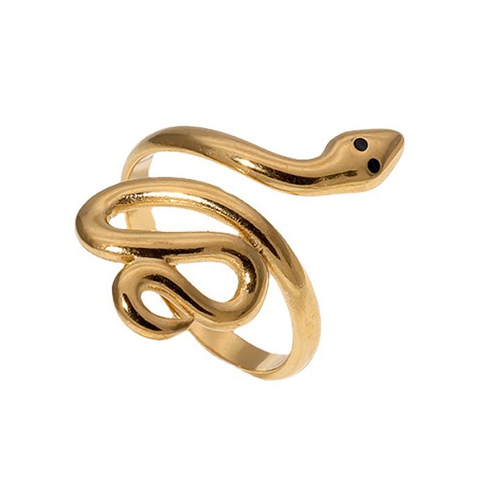 Bague ouverte plaquée en acier inoxydable serpent streetwear rétro