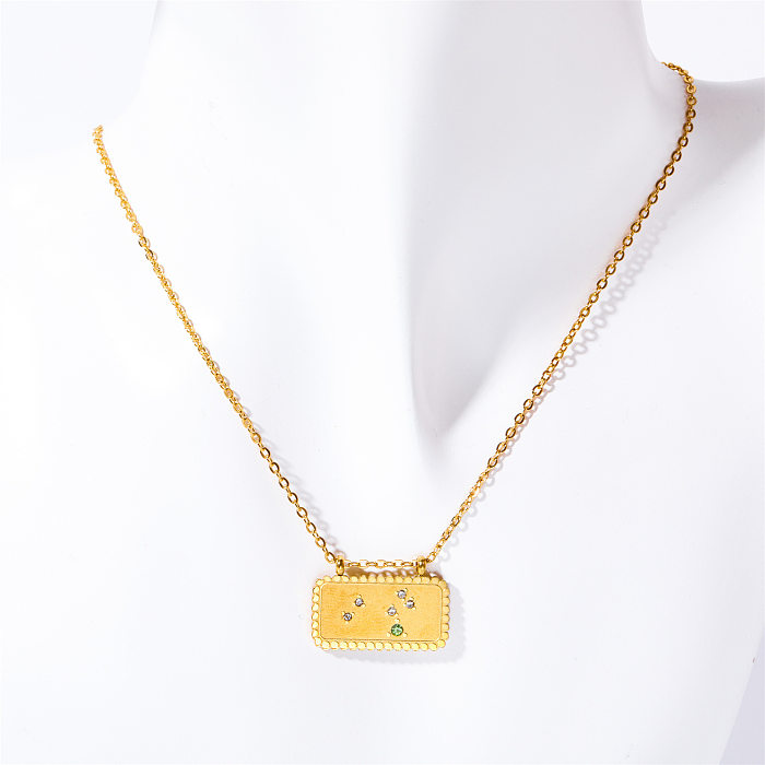 Casual Basic Commute Constellation Copper 18K Gold Plated Zircon Pendant Necklace In Bulk