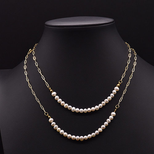 Collier pendentif plaqué or 18 carats avec incrustation de gouttelettes d'eau de Style classique et Simple, incrustation de perles en Zircon