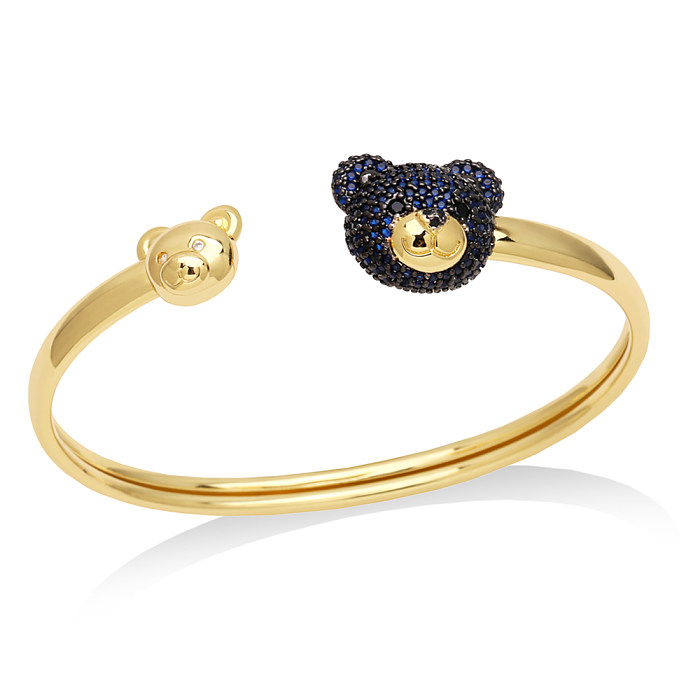 Bracelet plaqué or 18 carats avec incrustation de cuivre et ours mignon de style IG