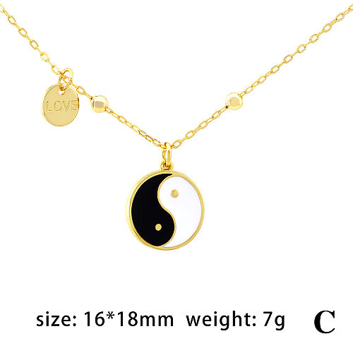 Hip-Hop Retro Gossip Letter Smiley Face Copper Enamel Pendant Necklace
