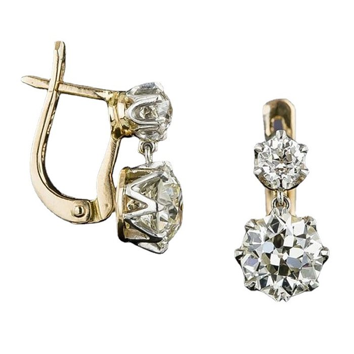 1 Pair Shiny Square Inlay Copper Zircon Earrings