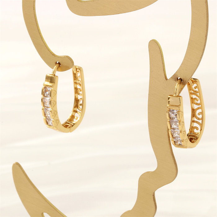1 Pair Simple Style Commute Geometric Circle Enamel Plating Inlay Copper Zircon 18K Gold Plated Earrings