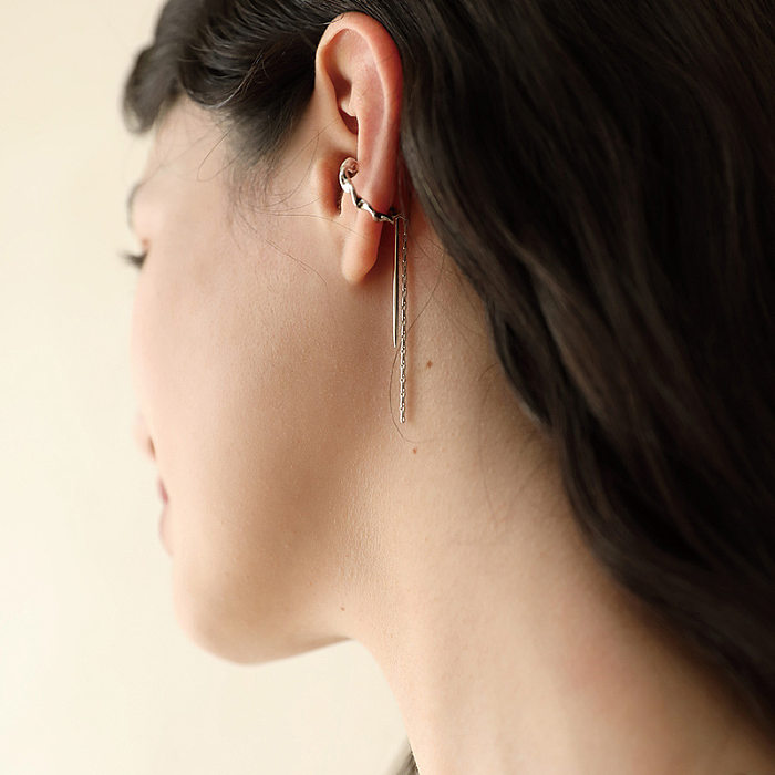Clips d'oreille plaqués avec pompon en cuivre, couleur unie, Style Simple, 1 pièce