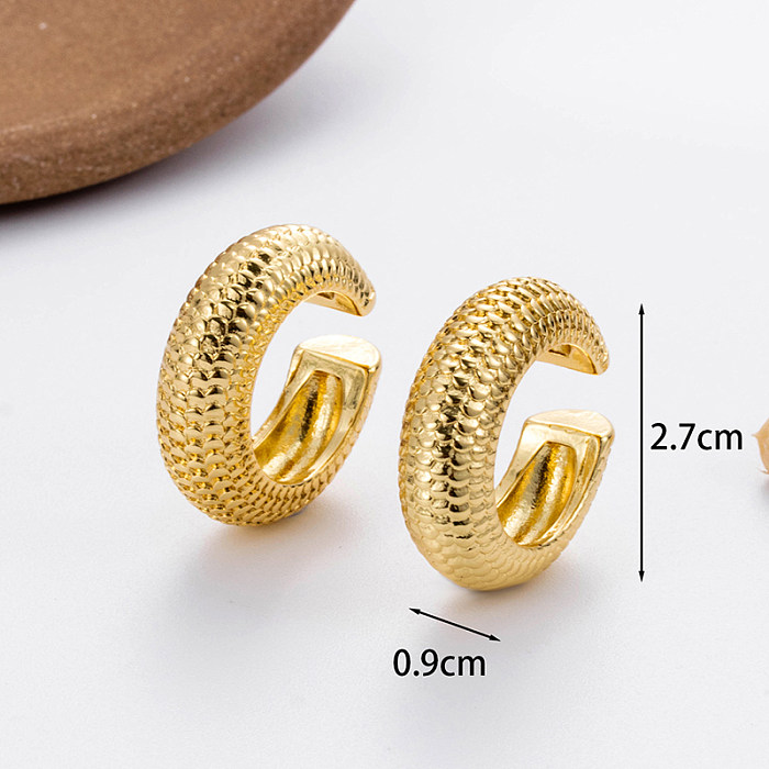 1 Pair Vintage Style Exaggerated Snakeskin Plating Copper 18K Gold Plated Ear Studs