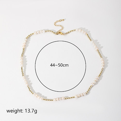 Simple Style Round Copper Beaded 18K Gold Plated Necklace