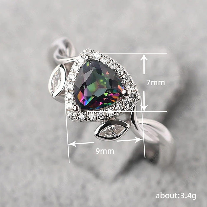 IG Style Triangle Horse Eye Copper Inlay Zircon Rings