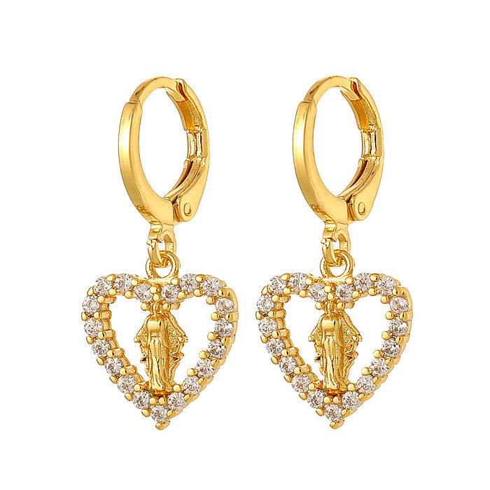 Fashion Human Copper Gold Plated Zircon Drop Earrings 1 Pair
