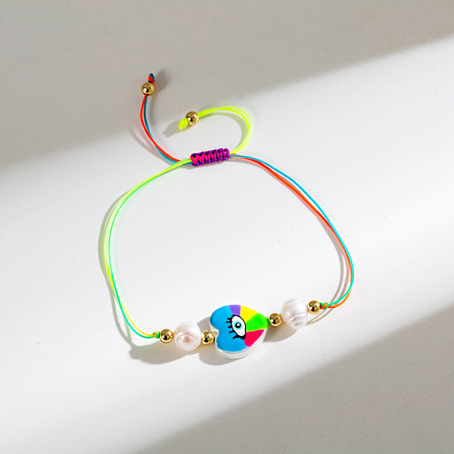 1 Piece Vacation Devil'S Eye Rope Copper Beaded Enamel Plating 18K Gold Plated Bracelets