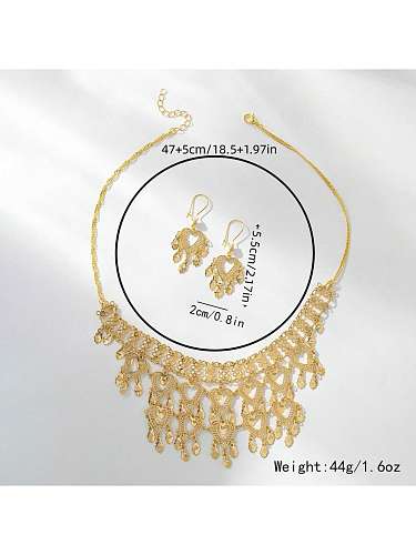 Conjunto de joias banhadas a ouro 18K em forma de coração estilo IG com borla de cobre