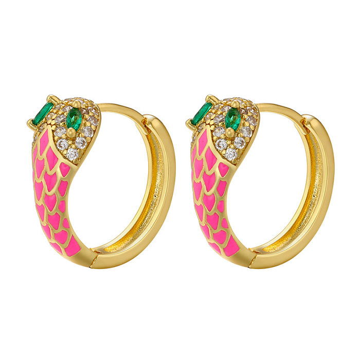 1 Pair Fashion Snake Copper Plating Zircon Earrings