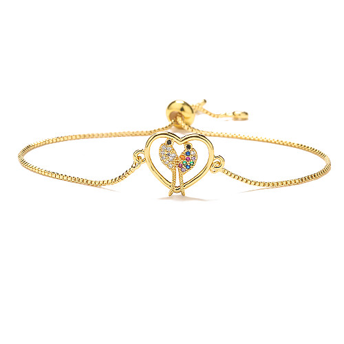 1 Piece Fashion Heart Shape Butterfly Copper Inlay Zircon Bracelets
