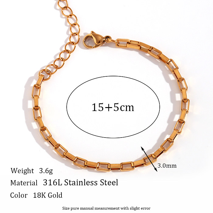 Style Simple Style Classique Couleur Unie En Acier Inoxydable Plaqué Or 18 Carats Bracelets Collier