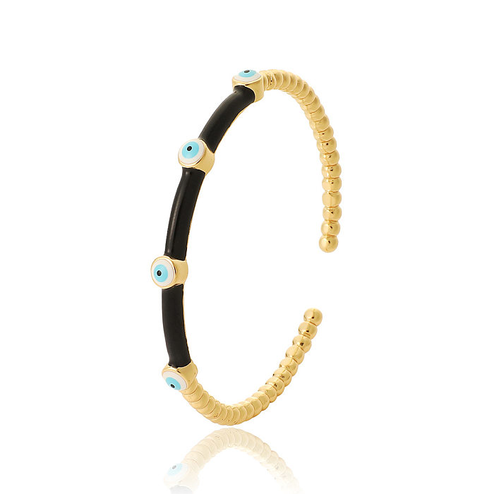 Streetwear Devil'S Eye Copper Beaded Enamel Plating Bangle