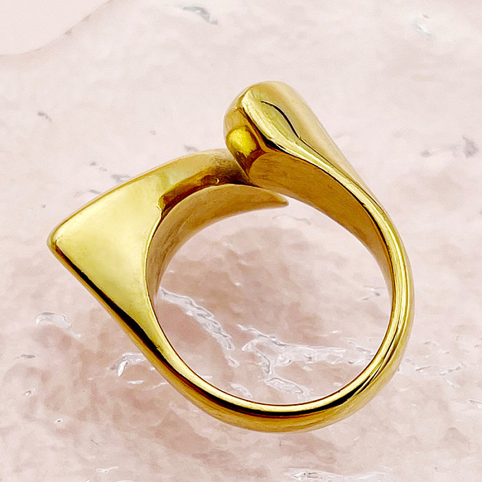 Novelty Simple Style Irregular Stainless Steel Polishing Plating Gold Plated Rings