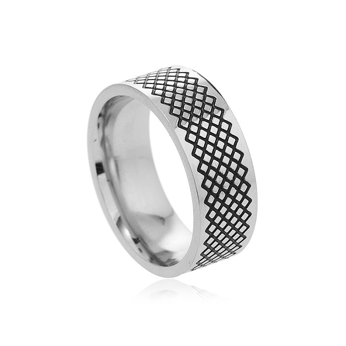 Hip-Hop Retro Solid Color Stainless Steel Alloy Rings