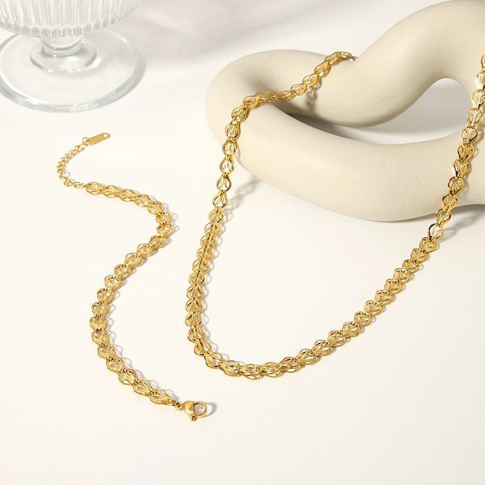 Hip-Hop-Halskette mit runden, vergoldeten Armbändern aus Edelstahl