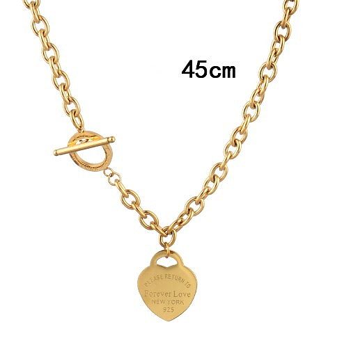 Großhandel Einfache Stil Herzform Titan Stahl Ringe Armbänder Halskette