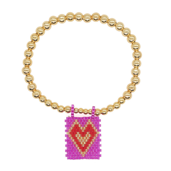 Ethnic Style Heart Shape Seed Bead Copper Irregular Beaded Bracelets