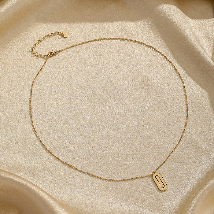 Ovale Halskette im Vintage-Stil mit Zirkon-Inlay und 14-Karat-Vergoldung