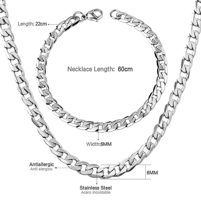 Colar de pulseiras com revestimento geométrico de aço inoxidável da moda