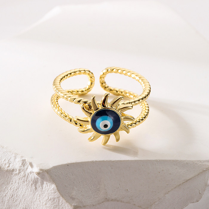 Fashion Geometric Devil'S Eye Copper Enamel Open Ring 1 Piece