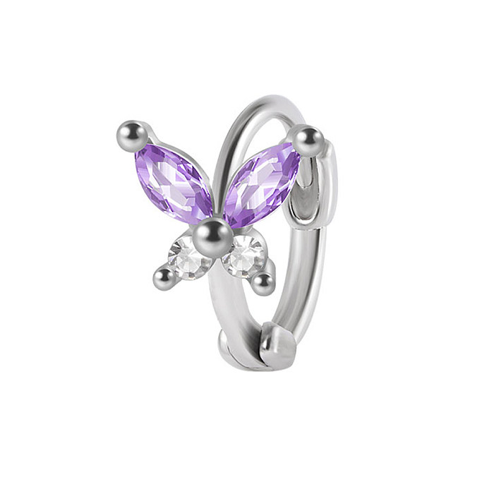 1 Piece Elegant Sweet Shiny Butterfly Inlay Copper Zircon Earrings