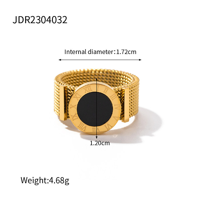 INS Style Style Simple numéro rond en acier inoxydable placage incrustation coquille anneaux Bracelets