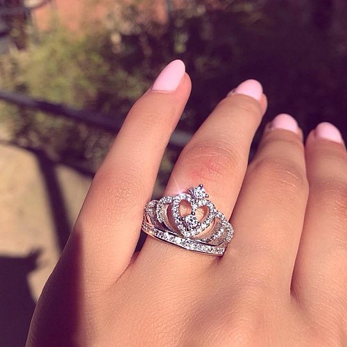 Moda coroa anéis de cobre diamante zircão pulseiras de cobre