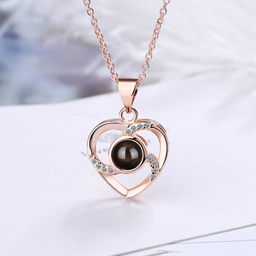 Classic Style Heart Shape Stainless Steel Copper Rose Gold Plated Gold Plated Silver Plated Pendant Necklace In Bulk