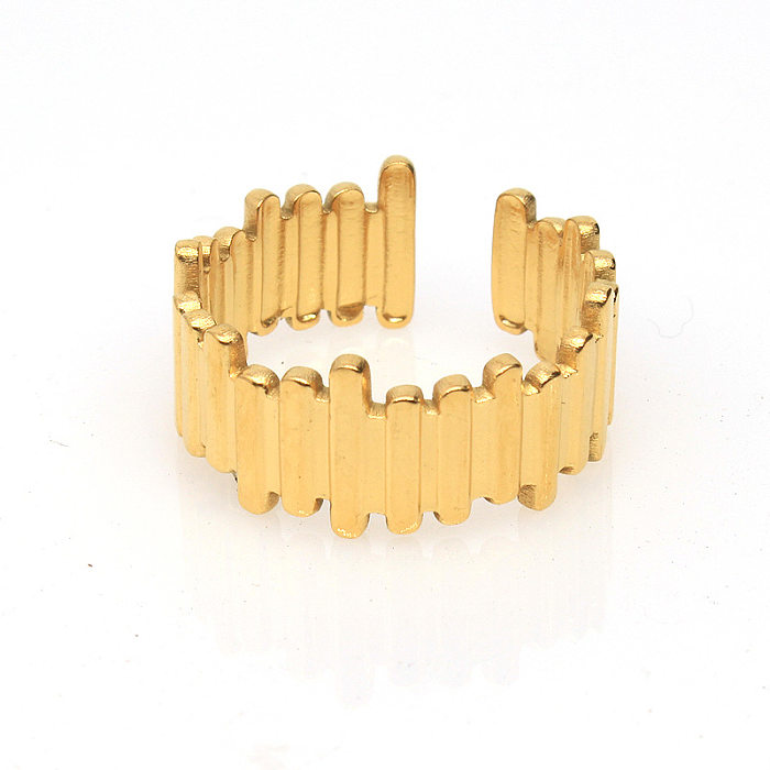 Retro Geometric Titanium Steel Plating Open Ring