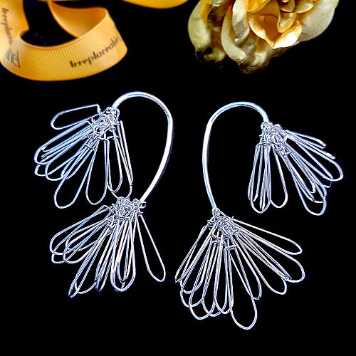 1 paire de boucles d'oreilles pendantes en cuivre plaqué couleur unie, impression de Style Vintage