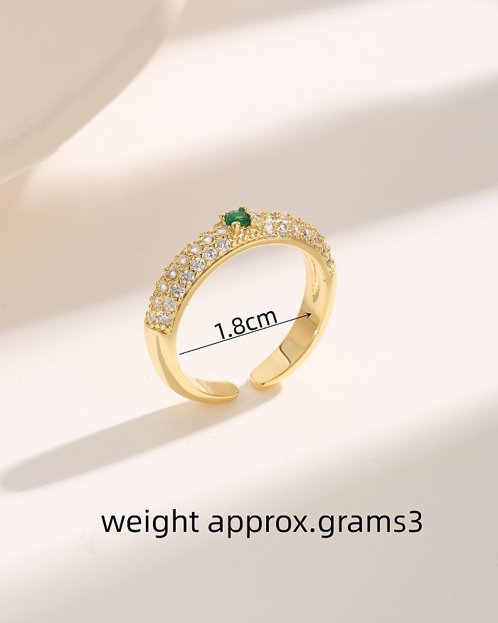 Schlichter Stil, runde Kupfer-Ringe mit runder Beschichtung, Inlay, Zirkon, 18 Karat vergoldet