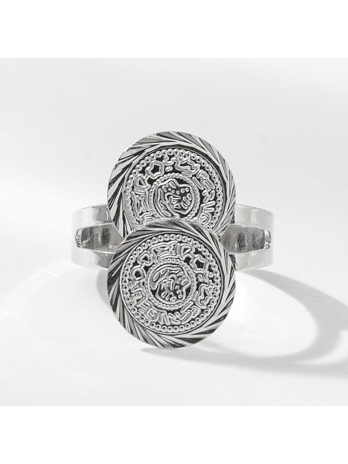 Pièce de monnaie Streetwear de Style Simple, en acier inoxydable, placage de cuivre, anneaux ouverts plaqués or 18 carats et argent