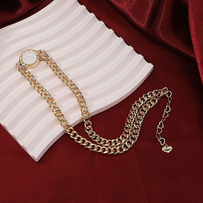 Rock streetwear estilo legal redondo revestimento de cobre incrustação acrílico 18K banhado a ouro colar banhado a prata