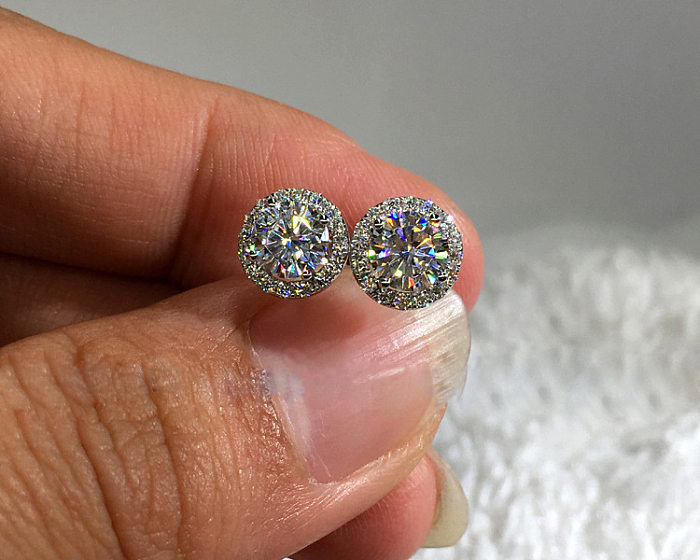 1 Pair Elegant Round Plating Inlay Copper Zircon Ear Studs