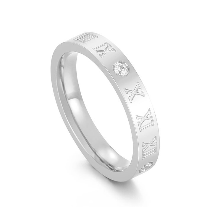 Europeu e americano novo índice dedo conjunto anel algarismos romanos oco titânio aço strass anel casal anéis em estoque atacado