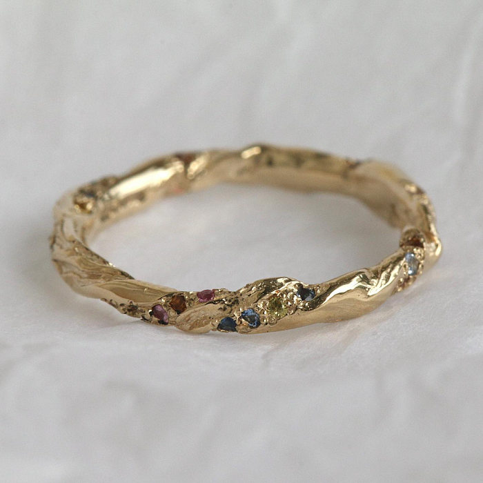 Comute anéis banhados a ouro do zircão 18K do embutimento do chapeamento de cobre da flor