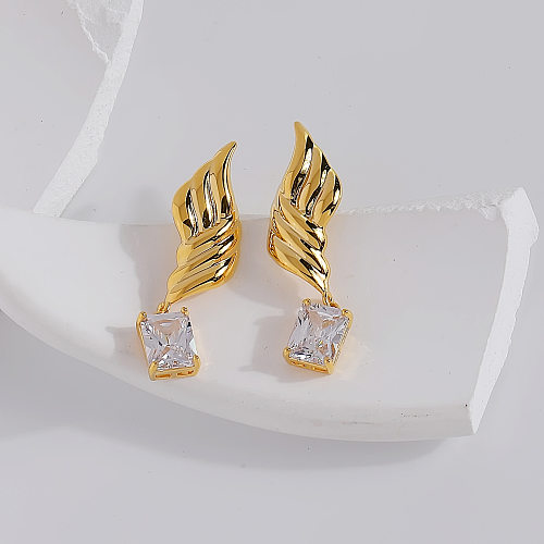 1 Paar modische geometrische Ohrringe aus Zirkon mit Kupferbeschichtung