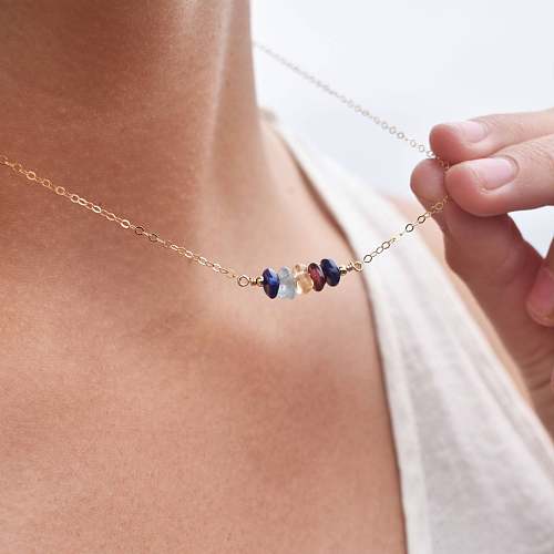 MAMA Geometric Copper 14K Gold Plated Birthstone Necklace In Bulk