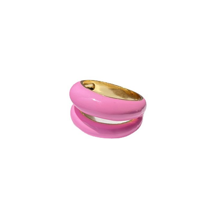 Retro Solid Color Copper Enamel Gold Plated Rings