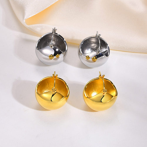 1 Pair Elegant Simple Style Semicircle Brass Gold Plated Earrings
