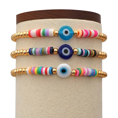Vacation Devil'S Eye Soft Clay Copper Beaded Bracelets